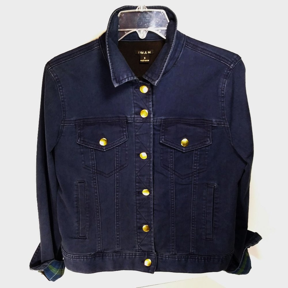 Iman Perfect Fit Stretch Blue Denim Women's Jacket- Size S